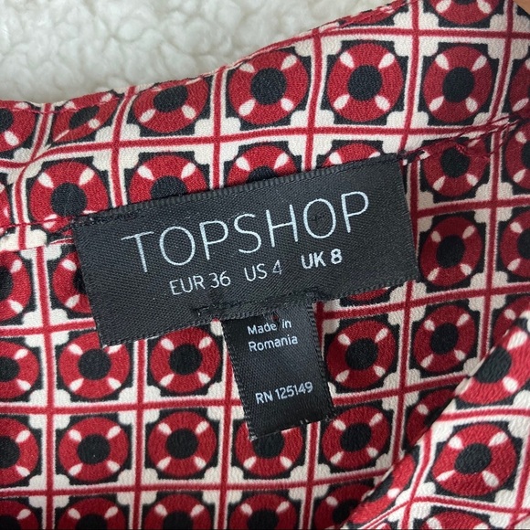 TOPSHOP Short-Sleeve Mini Dress Red / White / Blk - Picture 6 of 8